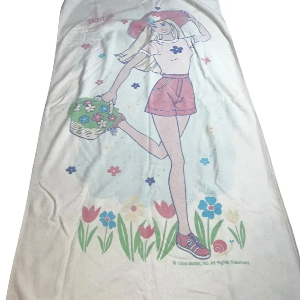 Vintage 1998 Mattel blonde Barbie tulip floral beach/bath towel set by Franco